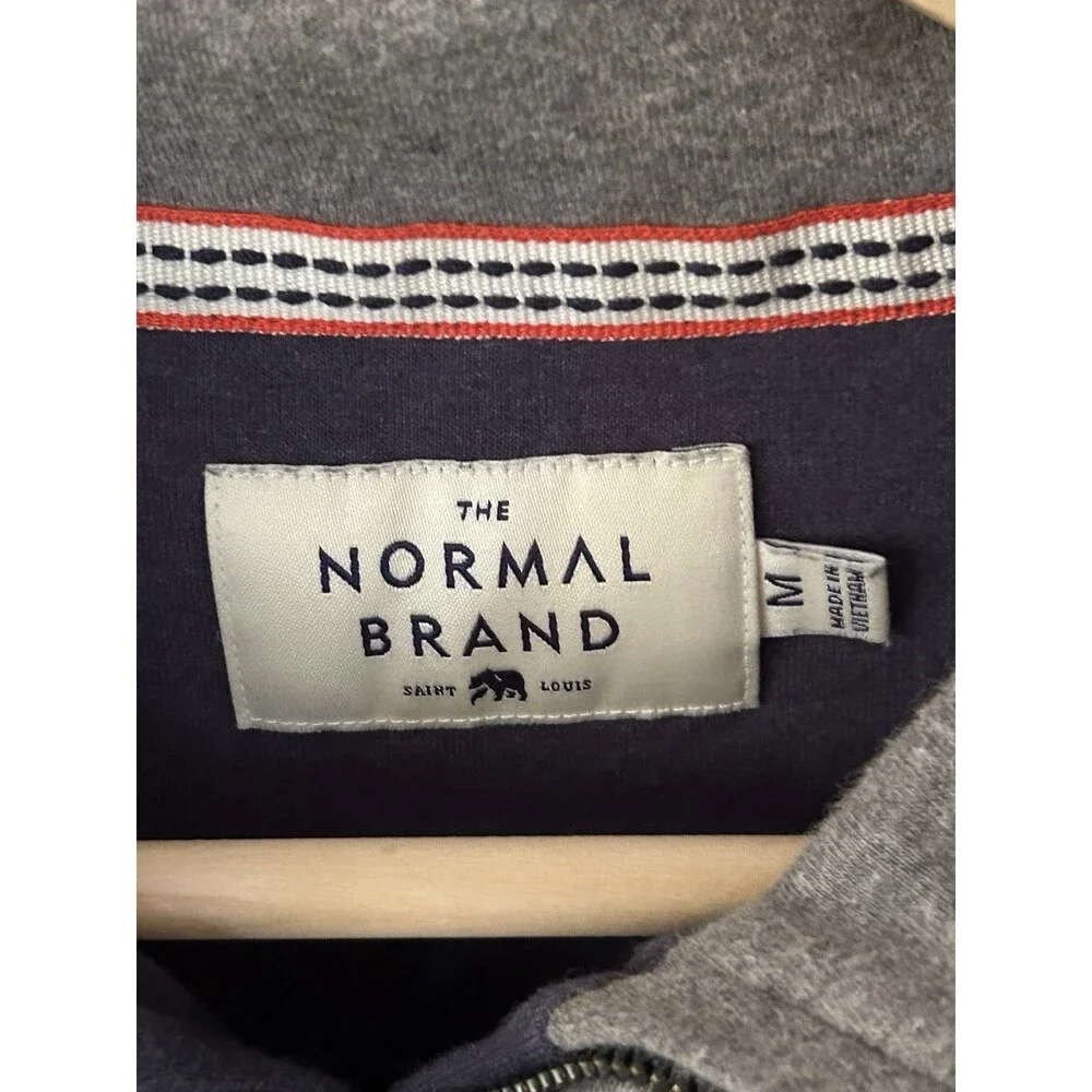 The Normal Brand Quarter Zip Pullover Blue Size Medium Men's Preppy Academia